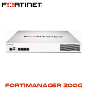 A Fortinet FortiManager 200G network management device isolated on a white background.