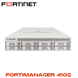 Front view of a FortiManager 410G network security appliance by Fortinet with company logo and model number visible.