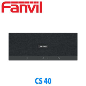 A black Fanvil CS40 conference speakerphone with touch controls, featuring the Fanvil logo at the top and model name at the bottom.