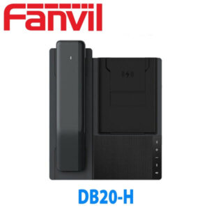 Black Fanvil DB20-H IP doorphone displayed with handset and NFC reader area.