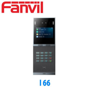 A Fanvil access control unit with a numeric keypad and touchscreen display on a white background.