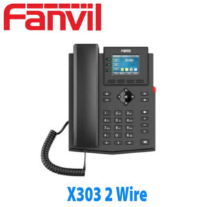 Frontal view of a Fanvil X303 2 Wire desktop phone with display and keypad.