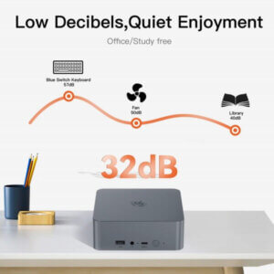 A sleek device displaying noise levels in decibels, highlighting a sound level of 32dB, optimized for quiet environments like offices and study areas.