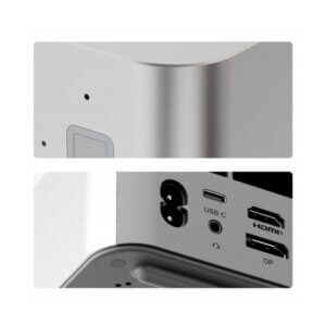 Close-up view of a device's ports including USB-C, HDMI, and power connections