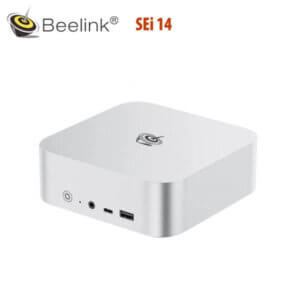 Compact and sleek mini PC featuring multiple ports, designed for versatile computing needs.