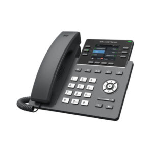 A sleek Grandstream HD VoIP phone featuring a numerical keypad, programmable keys, and a digital display for efficient communication.