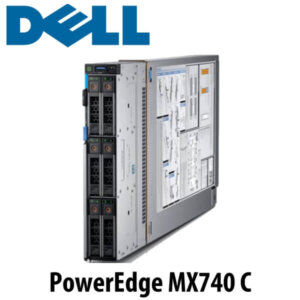 Image of the DELL PowerEdge MX740C server showcasing its front panel and connection ports.