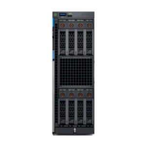 A tall server rack unit featuring multiple drive bays and control indicators, designed for data storage and management.