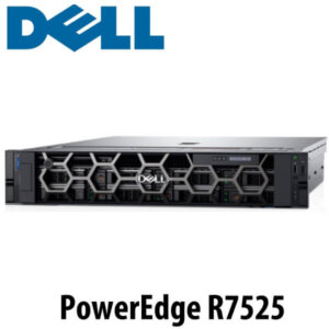 A view of the Dell PowerEdge R7525 server showcasing its sleek design and front panel features.