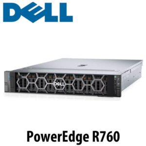 A front view of the Dell PowerEdge R760 server, showcasing its sleek design and ventilation.