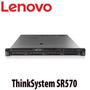 Front view of the Lenovo ThinkSystem SR570 server showcasing its design and features.