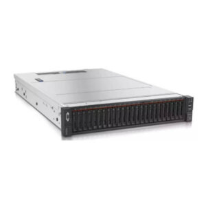 A sleek, silver rackmount server featuring multiple drive bays and a front control panel, designed for data storage and processing.